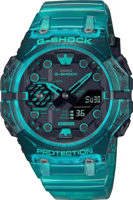 A close-up studio shot of a Casio G-Shock watch.