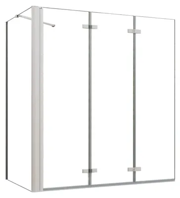 Produktbild von Duschspa 130x140cm Weiß Badewanneaufsatz 3-teilig Faltwand 6mm ESG Nanoglas Duschwand mit 70cm Seitewand