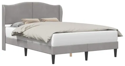 Produktbild von vidaXL Bettrahmen mit Kopfteil Hellgrau 120 x 200 cm Samt