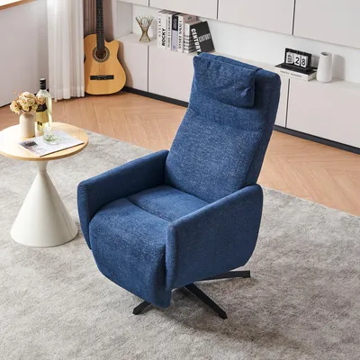 Produktbild von STILVORA Moderner Relaxsessel Liegestuhl mit Fußstütze,drehbarer Fernsehsessel mit Liegefunktion,Loungesessel für Wohnzimmer,Blau