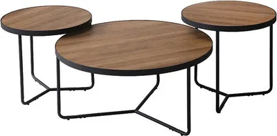 Produktbild von 3er-Set Couchtisch Wohnzimmertisch Demeter II Nussbaum schwarz