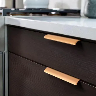 Immagine prodotto di Maniglie a scomparsa per mobili 128 mm - Set di 6 - Alluminio - Oro opaco - Armadio cucina