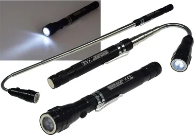 Produktbild von Teleskop Pick-Up Werkzeug mit LED Je 1 Magnet Kopf+Fuß Schwanenhals
