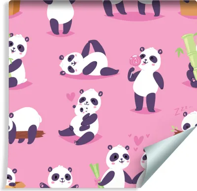 Produktbild von 10m VLIES TAPETE Rolle Kinderzimmer Glückliche Pandas XXL