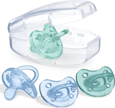 Immagine prodotto di Chicco PhysioForma Soft succhietto in silicone per 16-36 mesi, morbido e delicato, favorisce la respirazione fisiologica, in blu, 4 pezzi verde acqua e azzurro