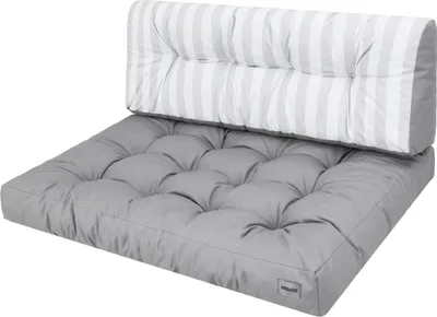 Image de Set de coussins de palette - 120×82 + 120×40 cm - 12 cm d'épaisseur, résistant aux intempéries, utilisable des deux côtés, fait main Coussin de jardin | Pillowprim