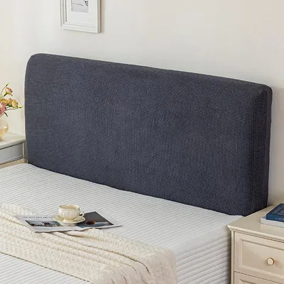 Produktbild von Bettkopfteilbezug 170-190 cm dunkelgrau, elastischer Jacquard-Stretch Schutzbezug, weich