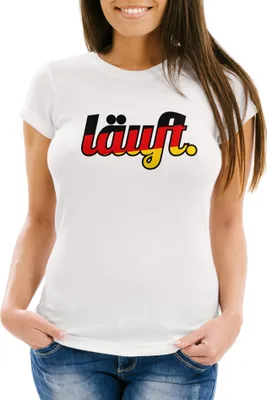 Produktbild von Damen WM-Shirt Läuft - Deutschland Fußball Fan-Shirt weiß XL