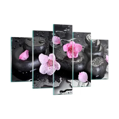 Produktbild von Bilder auf glas - Blumen Steine Tropfen Spa - 150x100cm - Glasbilder - Wandbilder - Kunstdruck - zum Aufhängen bereit - Wanddekoration aus Glas - Glas Bilder - Wandbild auf Glas - GEA150x100-2714