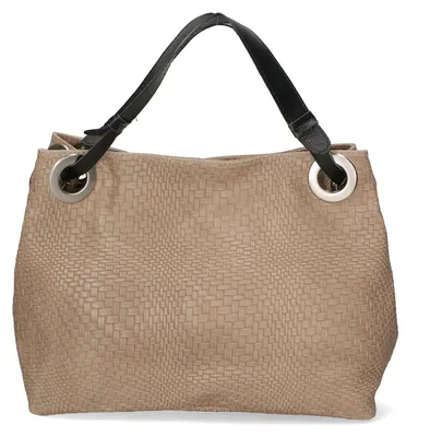 Image de Sac Shopper Femme Daim Imprimé Gave Lux Fabrication Italienne Authentique Taupe Mediun UNICA 36x29x13 cm