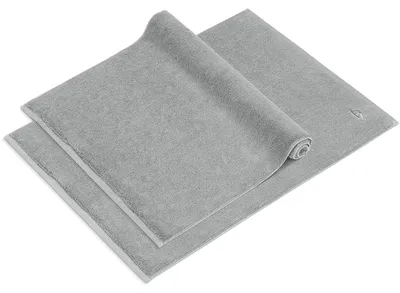Produktbild von herzbach home Premium Badvorleger PURA | 50 x 70 cm 2er Set | 100% Baumwolle | Badteppich Doppelpack | Farbe: Silbergrau