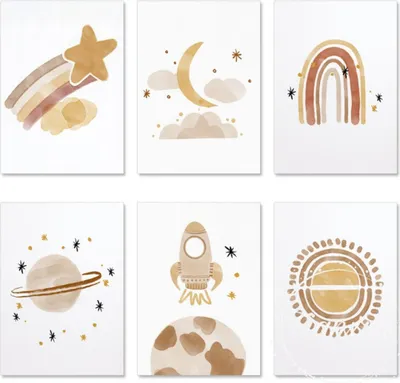 Produktbild von TPFLiving Kunstdruck LW-1327 (OHNE RAHMEN) Poster - Leinwand - Wandbild - Hochauflösender Giclée-Druck, langlebig und hochwertig - Astronaut, Rakete, Planeten, Sterne Mond und Sonne -  - Größe: 15x20cm