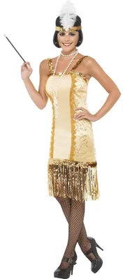 Produktbild von Goldenes 20er Jahre Charlestonkostüm Kostüm Charleston gold für Damen Gr. 36-46, Größe:S