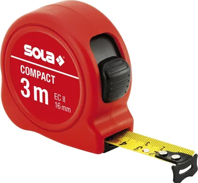 Produktbild von SOLA Compact Roll-Maßband Rollmeter 3m mit EG-Prüfzeichen-Genauigkeit 2 rot