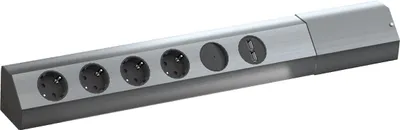Produktbild von BACHMANN CASIA 4x Schutzkontakt, Schalter, USB-Charger, Edelstahl