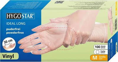 Produktbild von HYGOSTAR unisex Einmalhandschuhe IDEAL LONG weiß Größe M 100 St.