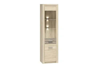 Produktbild von Vitrine – Glasvitrine – Standvitrine – Schmale vitrine – CASTEL 04/S – Sonoma Eiche – 55 cm – Moderne Wohnzimmerschränke mit Glasfront