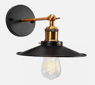 Zdjęcie produktu dla Lampa ścienna kinkiet ścienny retro vintage czarny złoty