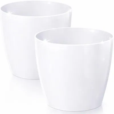 Zdjęcie produktu dla Zestaw 2 białych doniczek na rośliny, średnica 21 cm, dekoracyjne