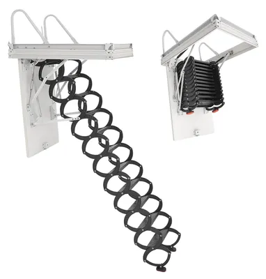 Image de Échelle de grenier VEVOR, capacité de charge 299,4 kg, adaptée aux hauteurs sous plafond de 2,6 à 2,85 m et aux ouvertures de 1000,76 x 698,5 mm, escalier escamotable en acier allié avec barre de traction pour grenier