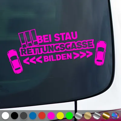 Produktbild von PantherPixel Rettungsgasse Aufkleber Bei Stau bilden freihalten Sticker Auto Geschenkidee Farbe Neon-Pink