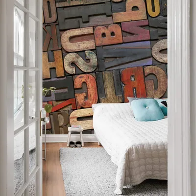 Produktbild von A.S. Création Vlies Fototapete Holz Bunt Vintage Letters DD118973 Designwalls