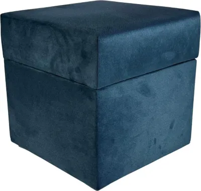 Zdjęcie produktu dla Pufa otwierana kwadratowa ELEMENT 40x40 cm delikatny łatwoczyszczący welur trudnopalny ze schwokiem stylowa granatowa