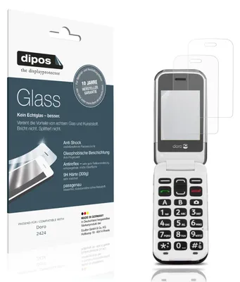 Produktbild von 2x Schutzfolie für Doro 2424 matt - Anti-Shock 9H Folie dipos Glass Kunststoffglas