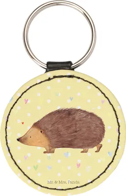 Produktbild von Mr. & Mrs. Panda Schlüsselanhänger Igel Herzen - Gelb Pastell - Geschenk, Taschenanhänger, Herz, anhänger schlüssel, Liebe, Gute Laune, Vertrauen, Leben, für, Bunt