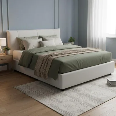 Produktbild von Doppelbett Flavia, Containerbett mit Stoffbespannung, 100%  Italy, Frontöffnung, inklusive Matratze 160 x 190 cm, Weiß