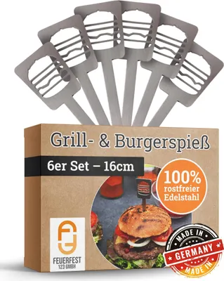 Produktbild von Burgerspieße Hamburger aus Edelstahl 6er Set