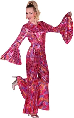 A woman wearing a disco outfit.
