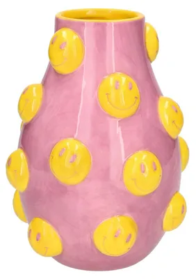 Produktbild von Gift Company Artisan Vase Smile L rosa/gelb 18cm