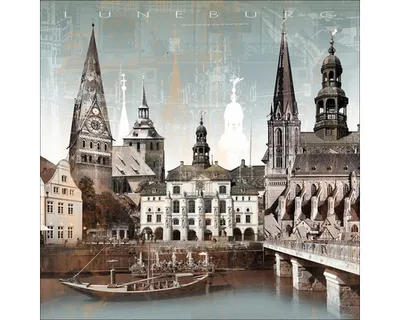 Produktbild von Glasbild Lüneburg Ilmenau Wahrzeichen II 20x20 cm