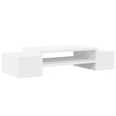 Obrázek produktu pro vidaXL Stojan na monitor s úložným prostorem Bílý 70x27x15 cm Materiál na bázi dřeva