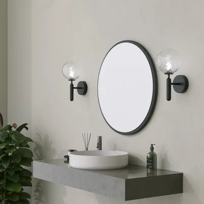 Image de Skye Decor, miroir rond - noir, miroir décoratif, 100 % MDF, noir, 60 x 1,2 x 60 cm