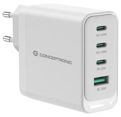 Immagine prodotto di Conceptronic Ladegerät 4Port 100W 3xUSB-C 1xUSB-A weiß (ALTHEA22W100)