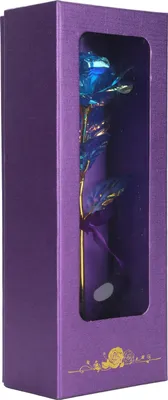 Produktbild von Transparente Rosenblume mit Liebesschifft Ständer Handwerkskollektion Purpurpackungskiste (Blau und Farbe)