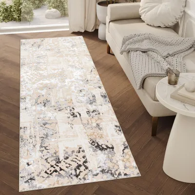 Produktbild von Tapiso Läufer CRYSTAL Modern Grau Gold Wohnzimmer  100 x 450