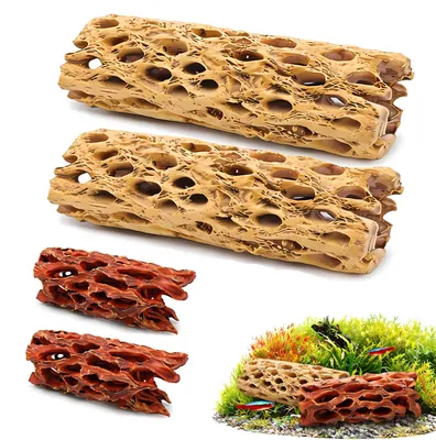 Zdjęcie produktu dla Akrylowe dekoracje do akwarium "Schuilplatz" w kształcie drewna Cholla, 4 sztuki, naturalna ozdoba dla ryb