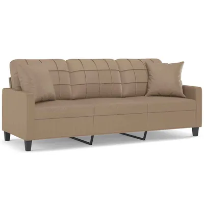 Zdjęcie produktu dla 3-osobowa sofa z poduszkami, cappuccino, 180 cm, sztuczna skóra