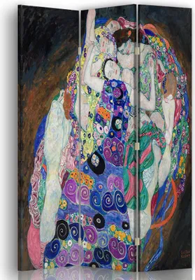 Produktbild von Paravent - Raumteiler Die Jungfrau - Gustav Klimt - Dekorativer Raumtrennercm. 110x150 (3 x)