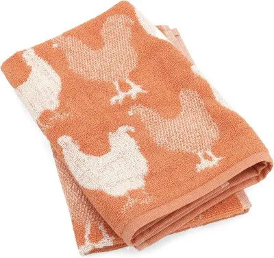 Obrázek produktu pro Bavlněné ručníky 50 x 50 cm – 2 ks s motivem kuřátek v oranžové barvě