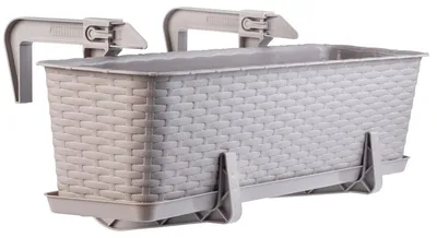Produktbild von KADAX Balkontopf mit Untersatz "Frette", Balkonkasten mit Wasser Öffnungen, 60cm, Karamell