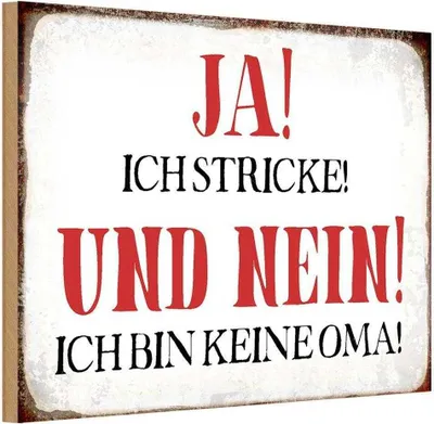 Produktbild von vianmo Holzschild 12x18 cm ja ich stricke nein keine Oma Opa