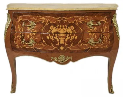 Image de Commode Casa Padrino style baroque, couleur marron, avec plateau en marbre crème et 2 tiroirs. Style Empire. Dimensions : 120 x 50 x hauteur 90 cm