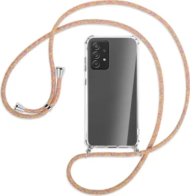 Produktbild von Handykette Backcover-Schutzhülle mit Band (Metall silberfarben) für Samsung Galaxy A72 - Rainbow