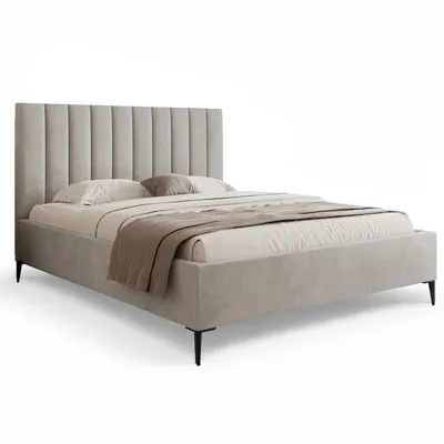 Produktbild von GOLDSTOFF AUREO polsterbett 140x200cm|Modernes und elegantes Bett mit Stauraum & gepolstertem Kopfteil|Stilvolles Bett mit Federmechanismus Hell Grau