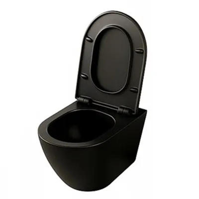Zdjęcie produktu dla Miska wc czarna rimless wolnoopadająca duroplast wirowe spłukiwanie