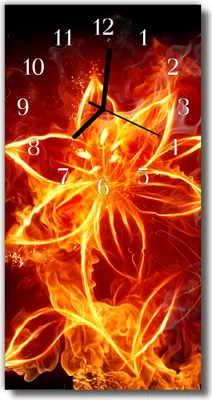Immagine prodotto di Orologio da parete Tulup in vetro, per cucina, vetro vero, 30x60 cm, con motivo floreale arancione
